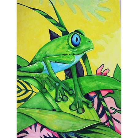 Carolines Treasures Summer Daze Frog Flag Canvas House Size PJC1042CHF